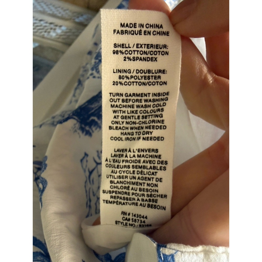 Avec Les Filles Blue White Mermaid Toile Linen Blend Midi Dress Size 8 NWT - Picture 11 of 16